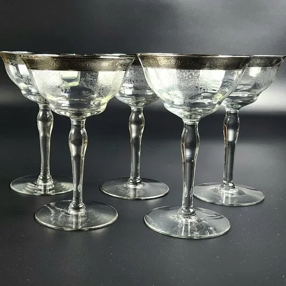 Vintage Champagne/Tall Sherbet Athens Diana Clear -TIFFIN FRANCISCAN -5